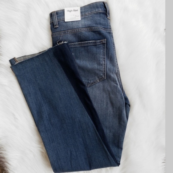 NEW HIGH RISE Flare Two Tone Raw Hem Jean - Picture 7 of 8